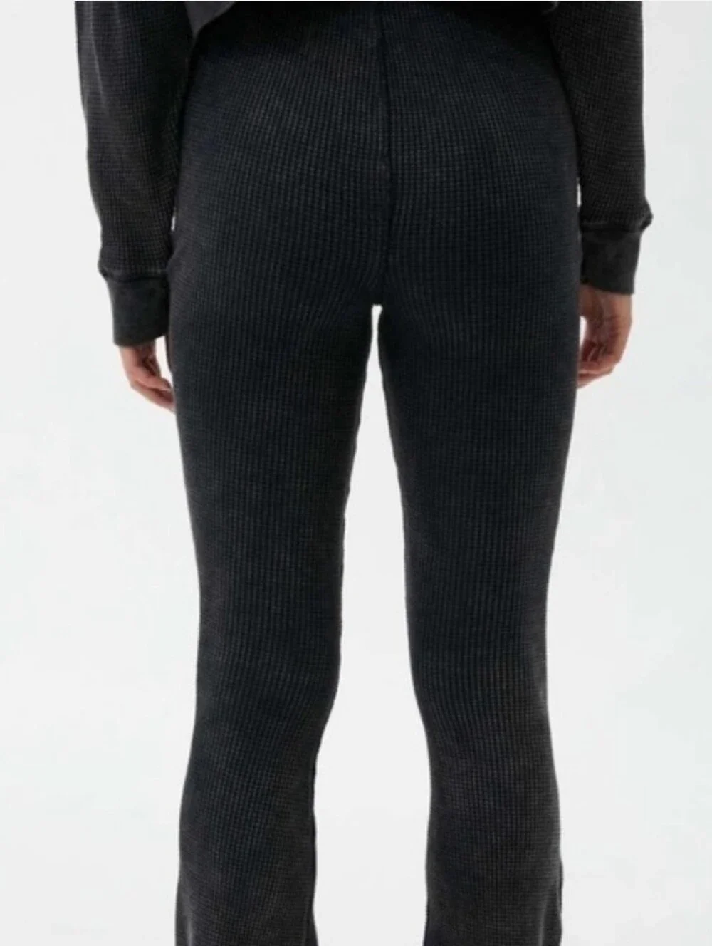 Out From Under Felicity Waffle Knit Flare Pants Dark Gray Black Womens Size S‎